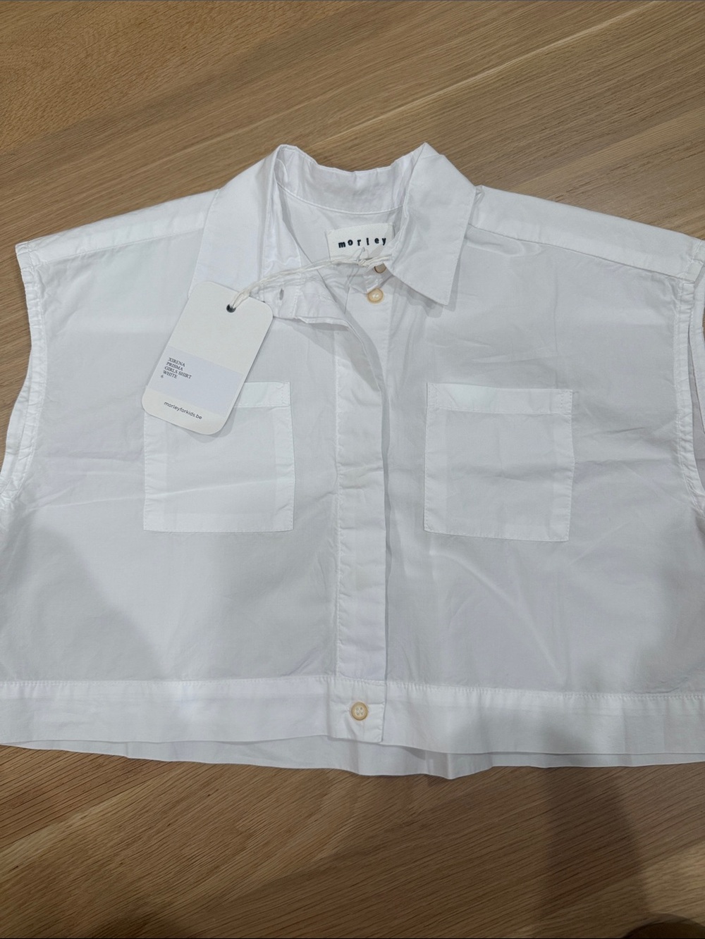 Morley White Cropped Button-Front Kids Shirt